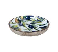 BY SIGRIS - Bandeja para Dejar Llaves | Plato Grande Madera - Diseño Aceitunas, Madera de Mango - Diámetro 15cm Decor And Go