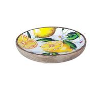 By Sigris - Bandeja para Dejar Llaves | Plato Grande Madera - Diseño Limones, Madera de Mango - Diámetro 15cm Decor and Go
