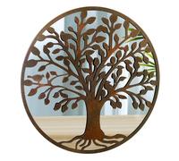 BY SIGRIS ORIGEN Home Decor Adorno Árbol Vida espejo Apliques Metal | Aplique Metal Marrón Redondo - 60x60x2cm