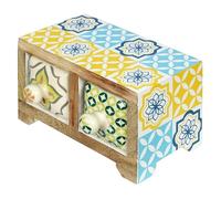 BY SIGRIS ORIGEN Home Decor Especiero 2 Cajones Cajas Y Joyeros Amarillo Rectangular - 9x16x11cm