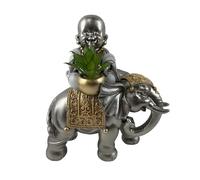 BY SIGRIS Origen Home Decor Figura Monje Budas | Figura de Buda Plateado - 20x18x10cm