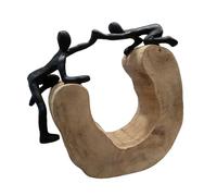 BY SIGRIS Origen Home Decor Figuras Negras sobre Tronco Varios | Figura de Persona Marrón - 26x26x7cm