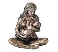 BY SIGRIS Origen Home Decor Gaia Madre Tierra con Bebe Bronce Figura Diosa Gris 11x10x6cm