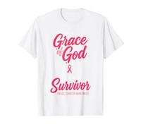 by The Grace God I'm A Survivor Breast Cancer Awareness Camiseta gráfica económica, Hombre, Blanco, XL