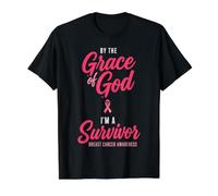 by The Grace God I'm A Survivor Breast Cancer Awareness Camiseta gráfica económica, Hombre, Negro, XL