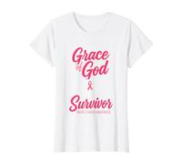 by The Grace God I'm A Survivor Breast Cancer Awareness Camiseta gráfica económica, Mujer, Blanco, S