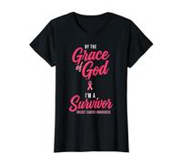 by The Grace God I'm A Survivor Breast Cancer Awareness Camiseta gráfica económica, Mujer, Negro, XL