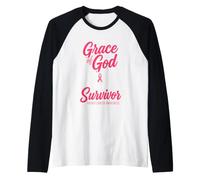 by The Grace God I'm A Survivor Breast Cancer Awareness Camiseta Manga Raglan