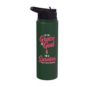 By The Grace God I'm A Survivor Breast Cancer Awareness Stainless Steel Insulated Water Bottle