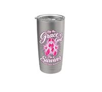 By The Grace God I'm A Survivor Breast Cancer Survivor Cute Vaso térmico de acero inoxidable de doble pared