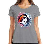 By The Pact of Kitsune and Hyoro Yin Yang - Camiseta para mujer, gris, L