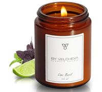 BY VELCHEVA ı Vela perfumada LIME BASIL ı Cera de Coco y Soja ı 30+ horas ı 160ml
