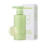BY WISHTREND Jabón espumoso lechoso con té verde y enzimas, 140 g, papaína, complejo de leche de grano, hidratante, limpieza de poros, para pieles sensibles