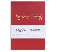 BYANIKA Libro de recetas en blanco para recetas propias Cuaderno de tapa dura con plantilla, escribe tu propio libro de cocina familiar, diario de recetas, regalos de cocina, libro de recetas vacío
