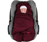 ByBoom® - Manta arrullo de invierno para bebé, es ideal para sillas de coche (p.ej. de las marcas Maxi-Cosi y Römer), para cochecitos de bebé, sillas de paseo o cunas; LA MANTA ARRULLO ORIGINAL CON EL OSO, Color:Bordeaux