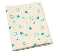 ByBoom® - Manta para bebé, primera manta, manta de verano, 70x100 cm, 100% algodón orgánico, Color:Natural - Estrellas Aqua