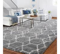 BYBSRLL Alfombra de Pelo Alto Gris Claro y Blanco Alfombra Sala de Estar 180x270 Antideslizante Lavable Grande Suave Peluda Dormitorio Habitación Infantil Niña Niño, Felpudo de Cama