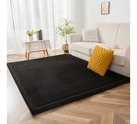 BYBYME Alfombra para gatear para bebé, de terciopelo de coral, extra gruesa de 3 cm y suave, como alfombra de juego para habitación infantil, alfombra de juegos para bebés, manta para gatear (negro