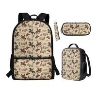 BYCHECAR Mochila para la escuela 4 en 1, lonchera preparada, estuche y llavero para el regreso a clases, Cowboys, Talla única, Mochila para niños