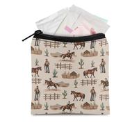 BYCHECAR Western Cowboy Horse - Bolsa de almacenamiento de servilletas sanitarias, bolsa de almohadilla menstrual portátil, bolsa de recogida de tampones, bolsa de almacenamiento con cremallera,