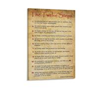 BYCIFRLG 12 Step Recovery Quotes Wall-Art: Vintage Alcoholics Anonymous Inspirational Print for Home(Framed,16x24inch(40x60cm))