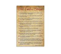 BYCIFRLG 12 Step Recovery Quotes Wall-Art: Vintage Alcoholics Anonymous Inspirational Print for Home(Unframed,12x18inch(30x45cm))