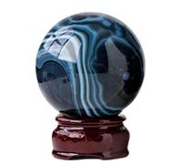 BYCIFRLG Black Sardonyx Geode Crystal Ball Decorative Ball Crystals Sphere Polished Divination Crystal Sphere Home Office Decoration,5.5-6cm