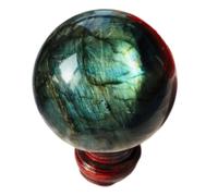 BYCIFRLG Crystal Ball Quartz Labradorite Crystal Ball for Home Decoration Dream Amethyst Sphere Stone-Labradorite Ball,80mm