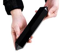 BYCIFRLG Crystal Large Size Black Obsidian Double Point Wand Crystal Column Home Decoration Ornaments