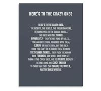 BYCIFRLG Heres To The Crazy Ones Motivational Quotes Canvas Painting Wall-Art Print for Living Room Bedroom Decor(Unframed,08x12inch(20x30cm))