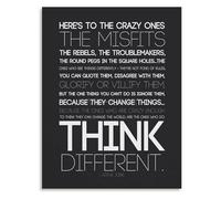 BYCIFRLG Heres To The Crazy Ones Motivational Quotes Wall-Art Poster Canvas Print for Living Room Bedroom Decor(Framed,12x18inch(30x45cm))