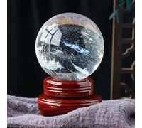 BYCIFRLG Melting White Clear Quartz Crystal Ball Beautiful Decorative Balls Crystal Sphere for Feng Shui Home Decor Prosperous Love Invite Wealth,16cm/6.3in