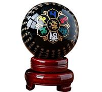 BYCIFRLG Obsidian Crystal Balls Engraved Crystal Sphere with Stand Gemstone Ball Witchcraft Gifts Spiritual Room Desk Decor,15cm