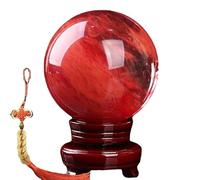 BYCIFRLG Red Crystal Ball Smelting Stone Ball Home Decoration Melting Quartz Crystal Gemstone for +Base,Red-18cm