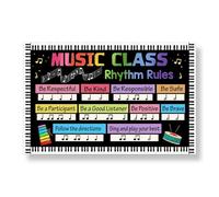 BYCIFRLG Rhythm Rules for Music Class, Colorful Horizontal Wall Chart for Secondary School Classroom Decor, Band & Choir Rules(Framed,12x18inch(30x45cm))