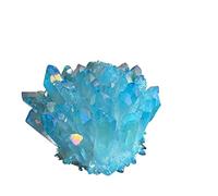 BYCIFRLG Sky Blue Aura Crystal Cluster Angel Wand Points Raw Clear Quartz Rough Topaz Lemurian Seed Prism Charms Ornaments (Size : 300-400g)