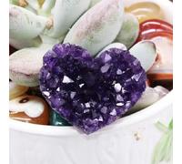 BYCIFRLG Stone Heart Shaped Amethyst Quartz Crystal Cluster Geode Stone Collection Home Decor Valentine's Day Gift(3-4cm)