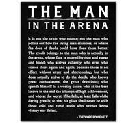 BYCIFRLG The Man in the Arena Framed Poster, Theodore Roosevelt Quote on Resilience & Success, Motivational Wall-Art for Office, Gym, Home Office and Dorm Room Decor(Framed,16x24inch(40x60cm))