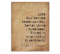 BYCIFRLG Vintage Inspirational Quote Canvas Wall-Art Life Has Become Immeasurably Better Funny Poster for Office Decor(Framed,16x24inch(40x60cm))