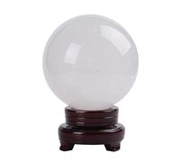 BYCIFRLG White Crystal Ball with Stand Crystal Sphere Ball Gemstone Sphere for Decoration Scrying Mirror Feng Shui Gifts,8cm/3.1in