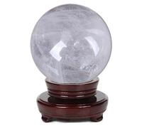 BYCIFRLG White Crystal Slightly Clear Quartz Crystal Sphere Ball, Gemstone Large with Stand Sculpture Figurine Collection,Diameter2.4(6cm)