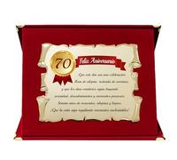 ByClay Laboratory Placa Cumpleaños para Hombres y Mujeres | Regalo Original con Dedicatoria para 70º, Aniversario de Vida (Rojo, 70° Aniversario)