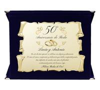 ByClay Laboratory Regalo Personalizado de Aniversario | Placa Conmemorativa de Boda | 25, 30, 35, 40, 50 Años de Matrimonio | Targa Bodas en Estilo Pergamino con Estuche Elegante