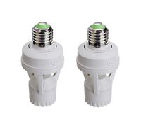 BYCUFF Interruptor de Luz con Sensor de Movimiento 2PCS E27, 100-240 V, Base para Detector de Movimiento, PortaláMparas con Control de Luz, Interruptor Inteligente, PortaláMparas