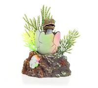 Bydezcon Decoraciones de plástico para acuario, pequeños adornos de huevo de dinosaurio para peces para mascotas acuáticas, suministros con manguera de aire