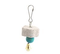 Bydezcon Pico de molienda de pájaro piedra de calcio con bloque mineral campana recortar dientes masticar juguetes para loro chinchilla