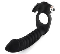 BYDPBS Consolador Doble Vibrador De Silicona con Doble Penetración Y Anillo para El Pene, con Correa Y 7 Velocidades, para Hombres, Parejas, Sexo Anal, Placer, Juguetes Sexuales para Adultos.