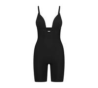 Bye Bra Body entallado esculpido con V profundo, bordes cortados con láser, tiras de silicona, copas sin aros, faja moldeadora para mujer, faja moldeadora de cintura media, colección esculpida, Negro