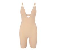 Bye Bra Body esculpido en V profundo, bordes cortados con láser, correas de silicona, copas sin varillas, faja moldeadora para mujer, cintura media, colección Sculpting, beige, XXL