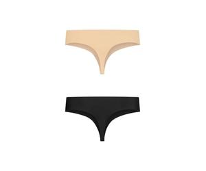 Bye Bra Cuerda Invisible, Cintura Alta, Tanga De Ropa Interior Sin Costuras, Sin Costuras, Sin Panty, Bordes Lisos, Paquete De 2, Tallas: S, M, L, Negro Beige